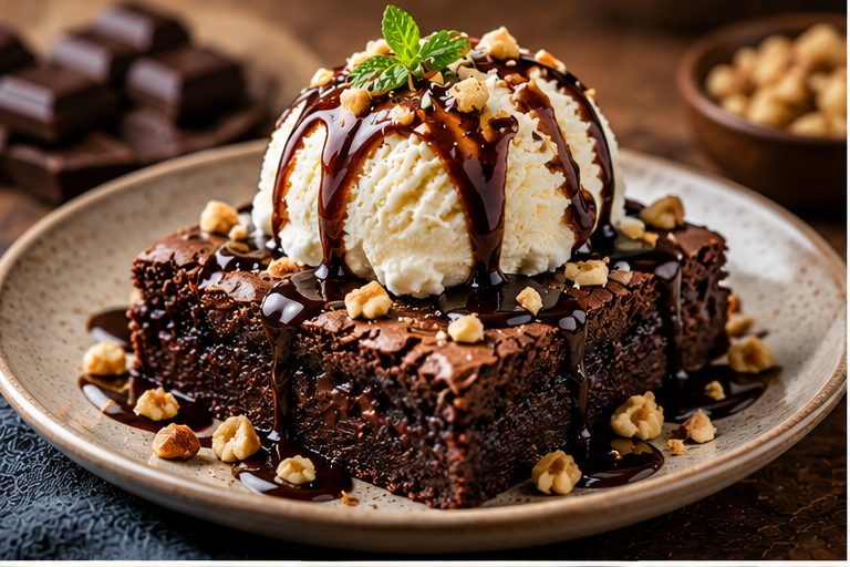 Chocolate Brownie with Ice Cream